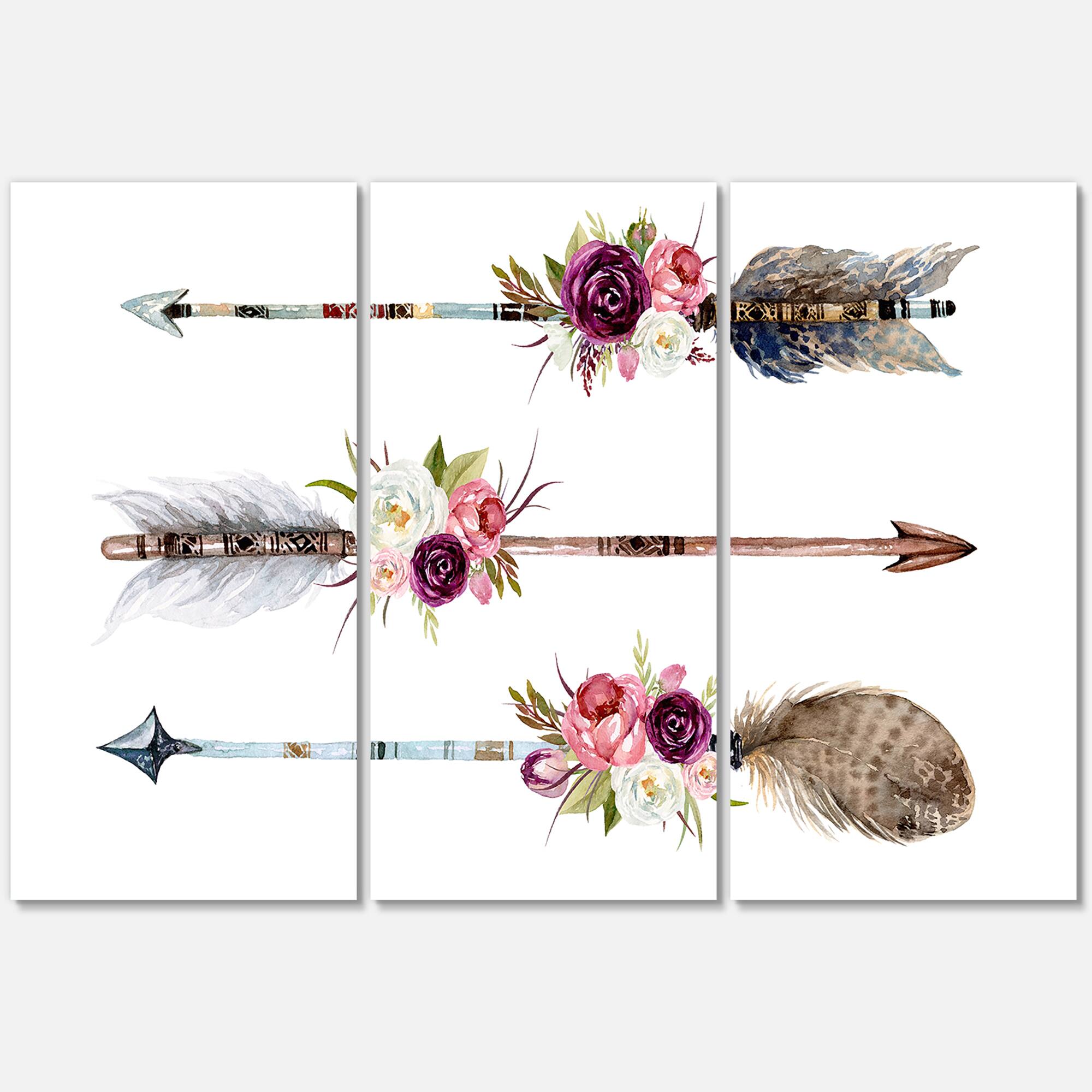 Designart - Ethnic Feathers and Flowers On Native Arrows III